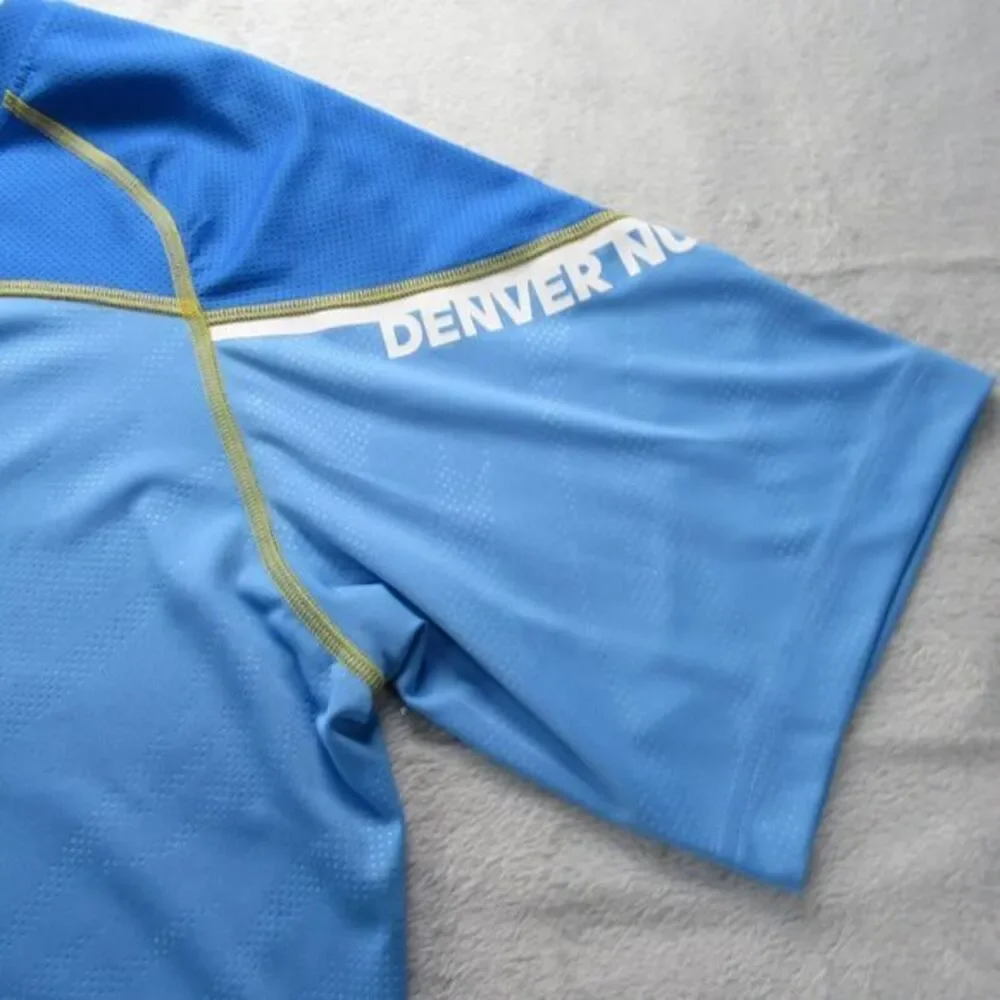 Denver Nuggets Shirt Mens Small Adidas Blue‎ Crew Neck Short Sleeve Pullover NBA